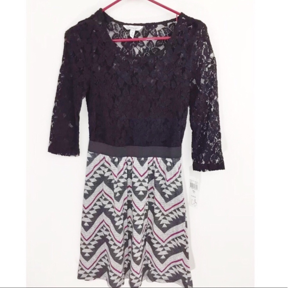 Skater Dress Lace Chevron Junior Small